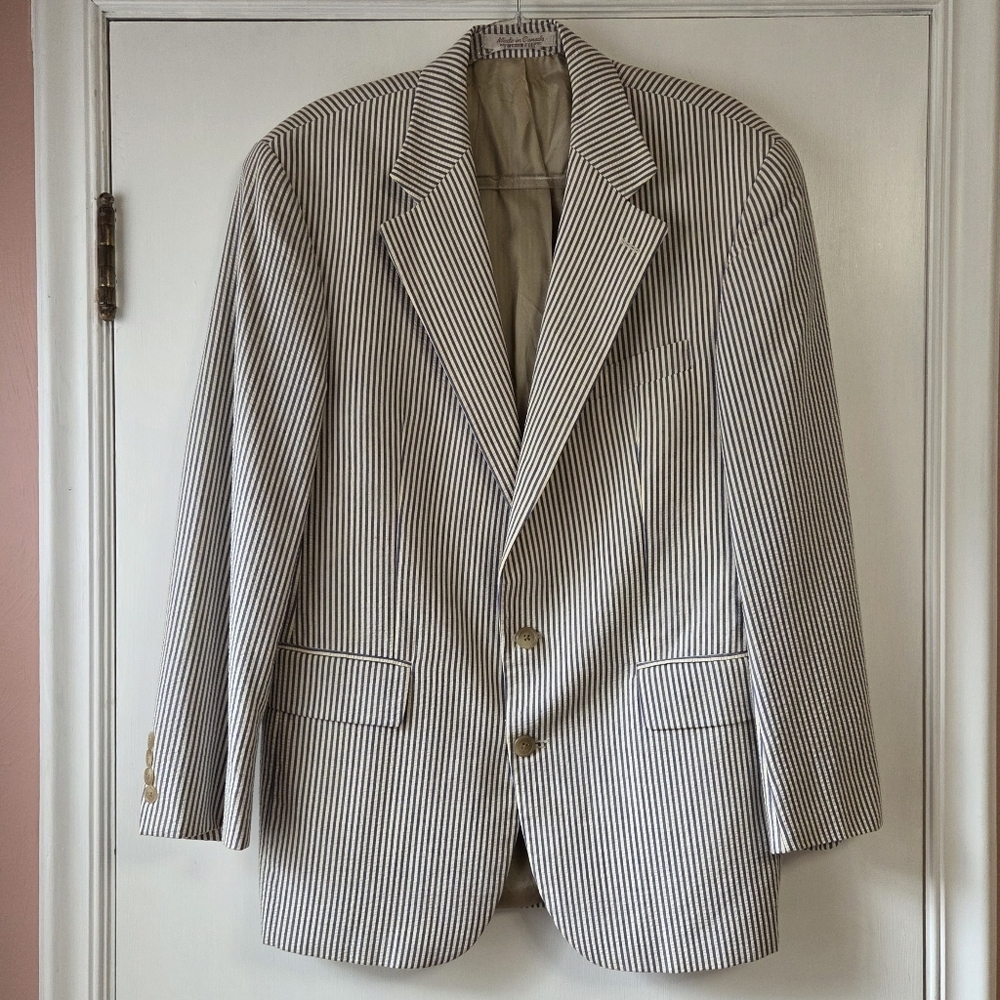 RALPH LAUREN POLO UNIVERSITY CLUB Seersucker Sports Coat Blazer Size 40R Derby